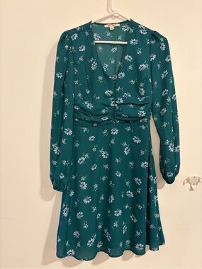 miami Green Floral Long-Sleeve Dress